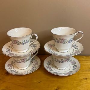 Royal Doulton Minton “Summer Song” Tea Cups and Saucers Set of 4